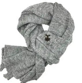 Grey Scarf with Jewelled Bee Pin